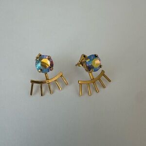 Gold and Iridescent Stud Earrings